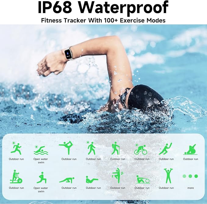 Smart Watch for Men Women with Bluetooth Call,Alexa Built-in Smartwatch,1.8" DIY Dial Fitness Watch with 100+ Sport Mode,IP68 Waterproof Watch Compatible with Android iOS