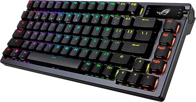 ASUS ROG Azoth Wireless Mechanical Gaming Keyboard – 75% TKL, Tri-Mode Connectivity, Hot Swappable Pre-lubed ROG NX Snow Linear Switches, PBT Keycaps, RGB, OLED Display, PC/Mac Support - Black