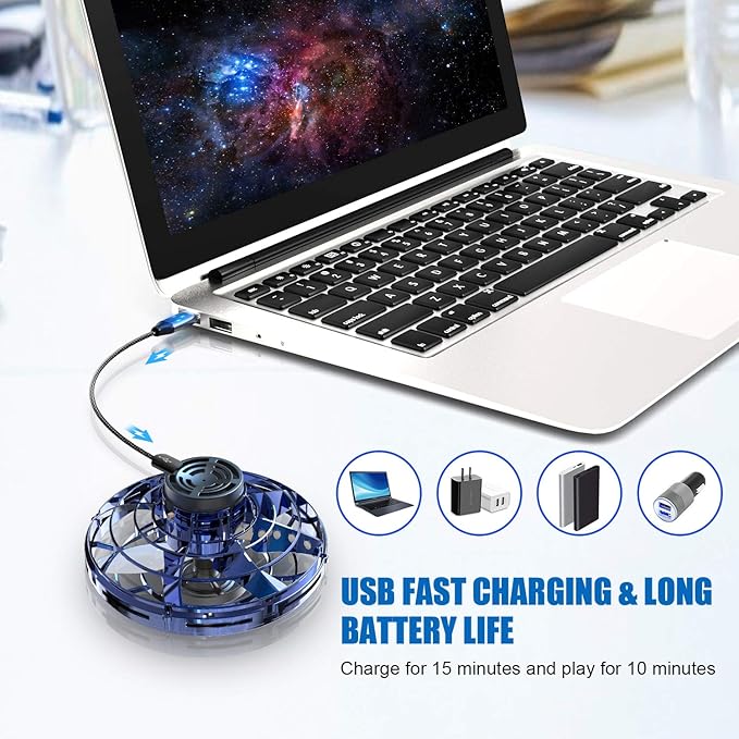 FLYNOVA Cool Kids Light Up Toys,Hand Operated UFO Drones,Mini Flying Orb with Lights,Hover Boomerang Spinner,Xmas Birthday Gifts for Adult Teen,Indoor Outdoor Summer Party Toys with Family Friends