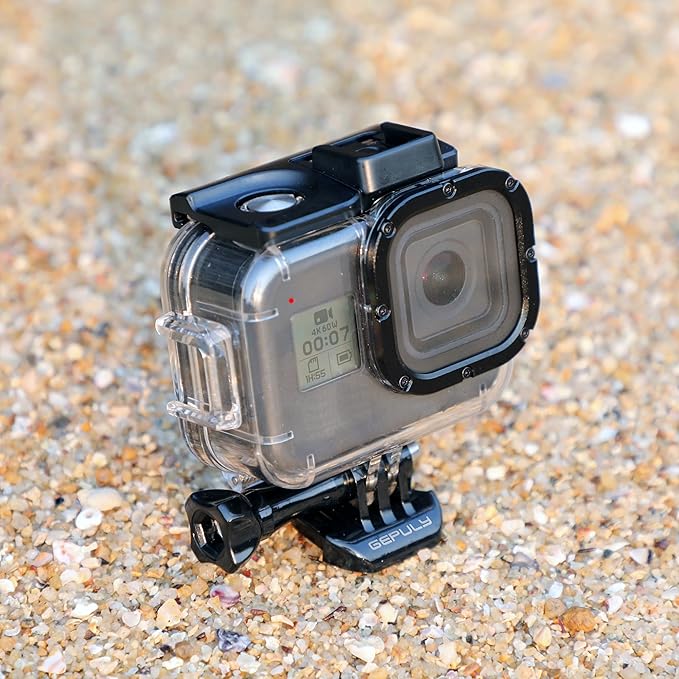 60M/196FT Waterproof Housing Case for GoPro Hero 8 Black, Dual Cold Shoe Slots Protective Underwater Diving Housing Shell for GoPro Hero 8 Black Action Camera