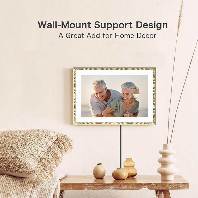 Digital Picture Frame, 10.1'' Frameo Digital Frame Wifi, 1280*800 HD Touch Screen, 32GB Memory, Wall Mountable Digital Photo Frame, Auto-Rotate, Share Instantly, Wedding, Birthday Gifts for Mom, Gold