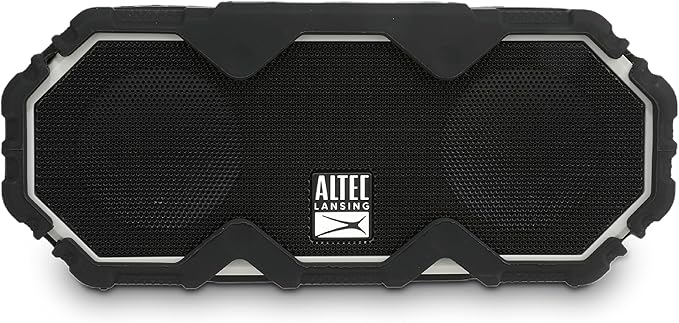 Altec Lansing Mini LifeJacket Jolt Bluetooth Speaker with Qi, Wireless, Waterproof, Portable, Speakers, Loud Volume, Strong Bass, Rich Stereo System, Microphone, 16 Hour Battery, 100 ft Range, Gray