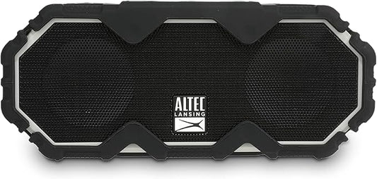 Altec Lansing Mini LifeJacket Jolt Bluetooth Speaker with Qi, Wireless, Waterproof, Portable, Speakers, Loud Volume, Strong Bass, Rich Stereo System, Microphone, 16 Hour Battery, 100 ft Range, Gray