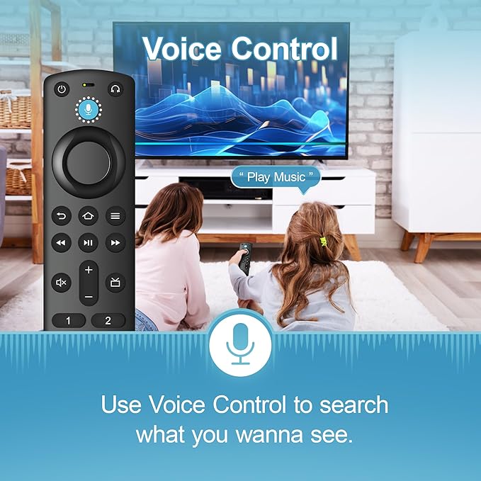 Voice Remote Replacement Compatible with All Fireseries TV Cube/Stick/4K/4K Max/Lite/Stick HD, Smart TVs (3rd Gen), and for All Insignia-Toshiba-Pioneer-Omni QLED Series