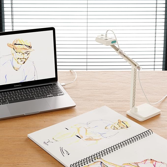 OKIOCAM S2 Document Camera Webcam with Microphone, Supports iPad iOS, for Online Learning, Tutoring, Doc Cam for Teachers for PC/Mac/Chromebook