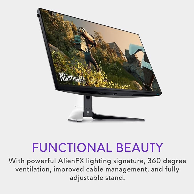 Alienware AW2723DF Gaming Monitor - 27-inch (2560 x 1440) 240Hz Display (DP 1.4), 1ms Response Time, NVIDIA G-Sync, Preset OSD Modes, Height/Tilt/Swivel/Pivot Adjustability - Lunar Light