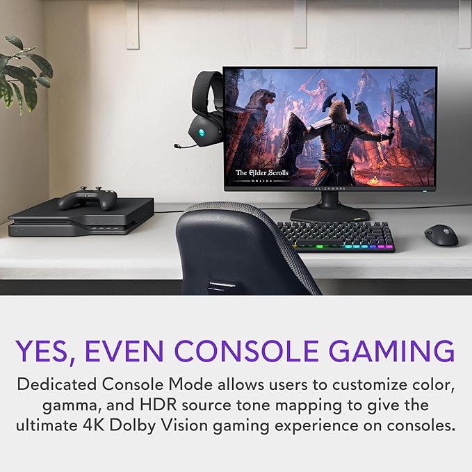 Alienware 27 4K Dual-Resolution Gaming Monitor - AW2725QF - 4K at 180Hz and FHD at 360Hz, 0.5ms GTG 1ms GTG (Extreme Mode), VESA AdaptiveSync, NVIDIA G-SYNC Compatible, HDMI/DP/USB 3.2 Gen1 - Black