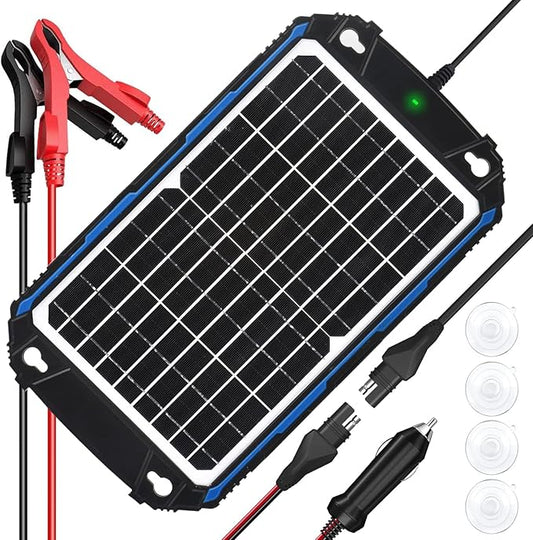 SUNER POWER Waterproof 12W 12V Solar Battery Charger & Maintainer Pro, Built-in UltraSmart MPPT Charge Controller, 12 Volt Solar Panel Trickle Charging Kits for Car Automotive Boat Marine RV Trailer