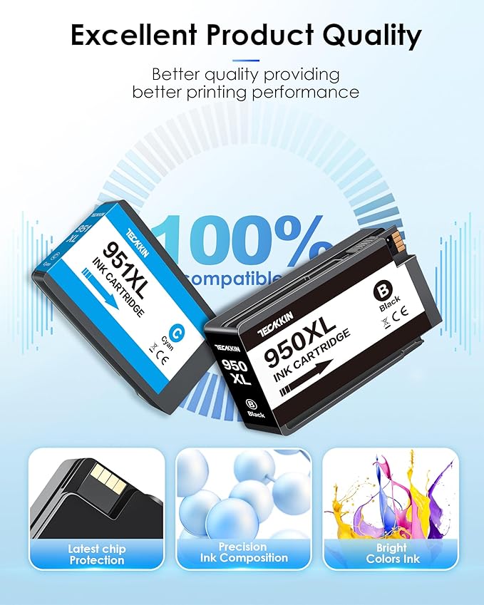 950XL 951XL Combo Pack 5-Pack Compatible for High Yield HP 950 951 Ink Cartridges Combo Pack Work with HP OfficeJet Pro 8600 8610 8620 8100 8630 8660 8640 8615 76DW 251DW (5P, 3 Color 2 Black)