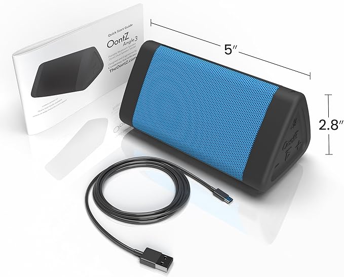 Upgraded Angle 3 Bluetooth Speaker - IPX5 Water-Resistant 5.0 Bluetooth Speaker with 100Ft Wireless Range and Powerful 10W Output by OontZ (Blue)