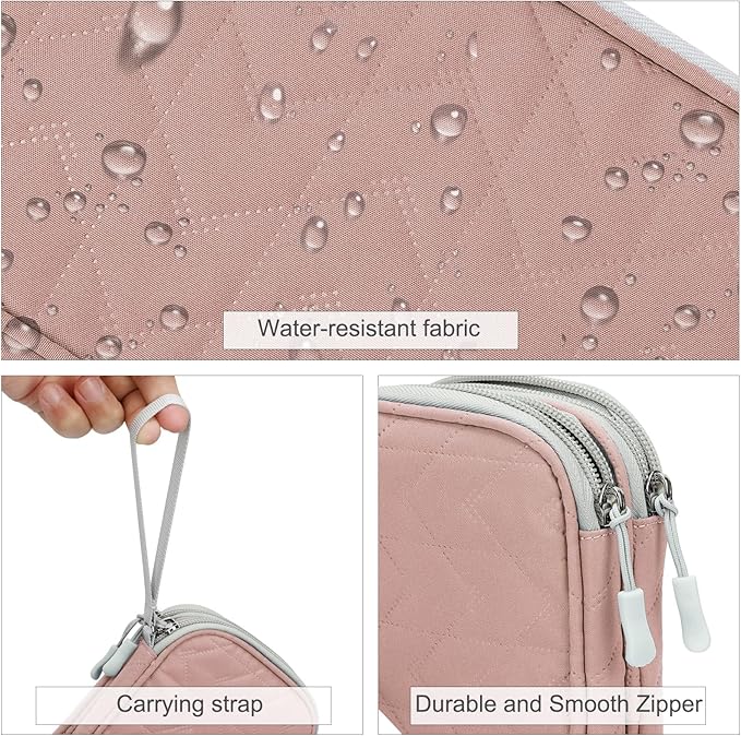 FYY Travel Cable Organizer Bag Pouch Electronic Accessories Carry Case Portable Waterproof Double Layers All-in-One Storage for Cable, Cord, Charger, Phone,-Pattern Pink(M)