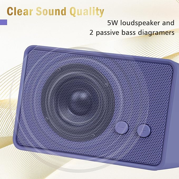 K-Cube-PP Bluetooth Speaker, 5W HD Sound, Bluetooth V5.0, 12H Playtime, Purple