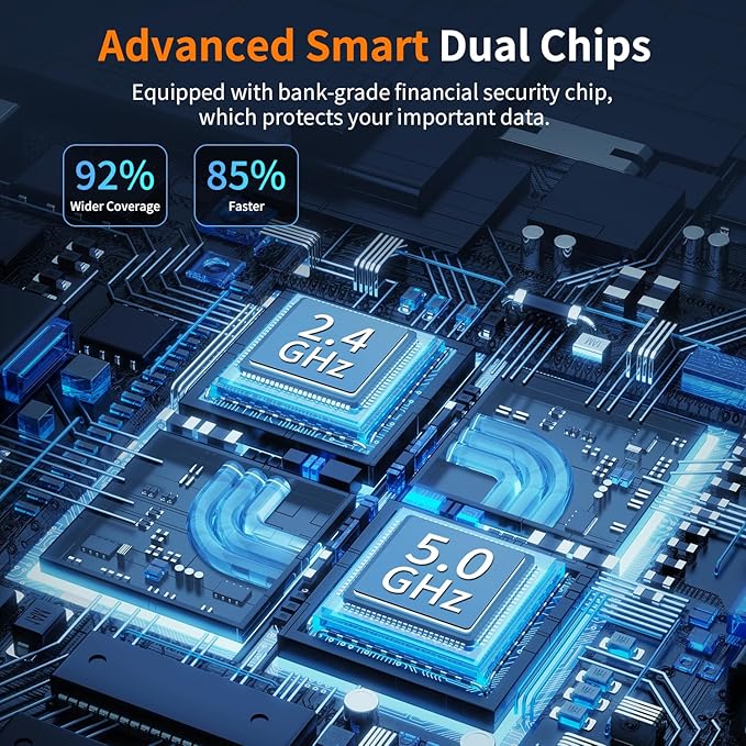 2025 AC2100 WiFi Extender - WiFi Extender Signal Booster with Gigabit Ethernet Port, WiFi Booster Dual-Band(5.8G&2.4G) Coverage to 12888 sp.ft, Faster Speed, Compatible with Multiple Devices