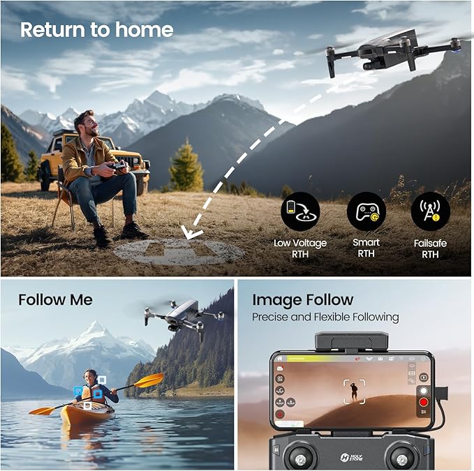 Holy Stone HS600D Drone with 8K Camera for Adults, 3-Axis Gimbal, 4K/30fps Video, 48MP Image, 80-Min Flight Time with 2 Batteries,20000ft FPV Transmission Professional Drone,Auto Return,Beginner Mode
