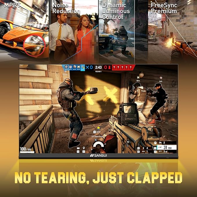 SANSUI 24.5 Inch 200Hz Gaming Monitor, FHD 1080P Fast IPS PC Gaming Monitor, 2 x HDMI2.0, 1 x DP1.4, FreeSync,128% sRGB HDR VESA Mountable (ES-G25X1, One HDMI Cable Included)