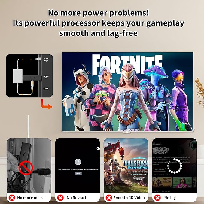 USB Power Cable Compatible with Fire TV Stick 4K Max,Chromecast,Powers Streaming Video Player and Other Micro/USB C TV Sticks(Eliminates Messy Wiring and The Need for AC Adapter) White