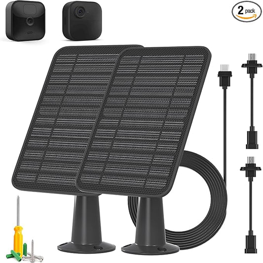 5W Solar Panel Compatible with Blink Outdoor 4(4th Gen)/Blink Outdoor(3rd Gen) XT3 & Blink XT2/XT Camera, Blink Solar Panel Charger with 13.1ft Cable Rubber Plug, IP65 Waterproof, Secure Mount, 2 Pack
