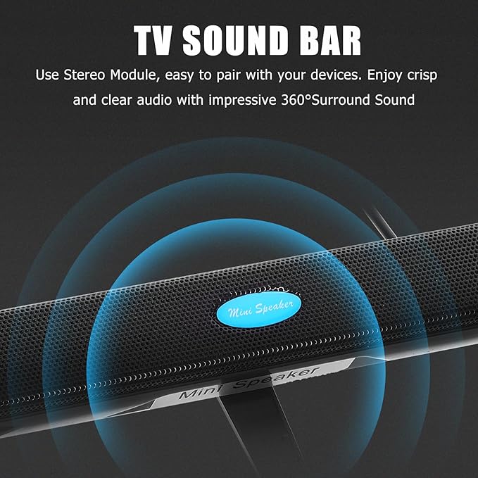 Sound Bars for TV, USB 2.0 Portable Soundbar - Small Surround Soundbar Speakers for PC/Gaming/Projectors, 7.9x1.1 Inch