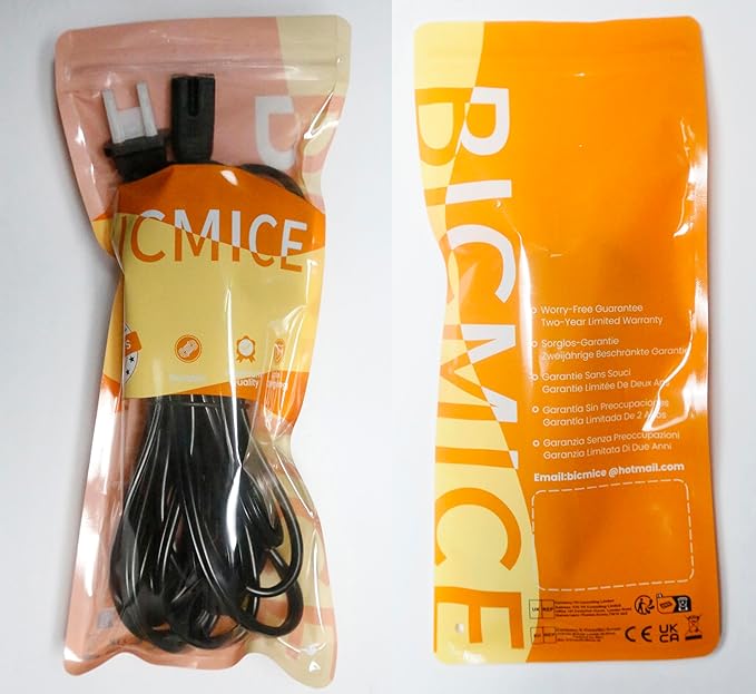 BICMICE 15Ft Extra Long 2 Prong Polarized Power Cord for Vizio-LED-TV Smart-HDTV E-M-Series Sound Bar 2 Slot Adapter-AC-Wall-Cable:IEC-60320 IEC320 C7 to NEMA 1-15P for Sharp Philips LED TV PS1 PS2