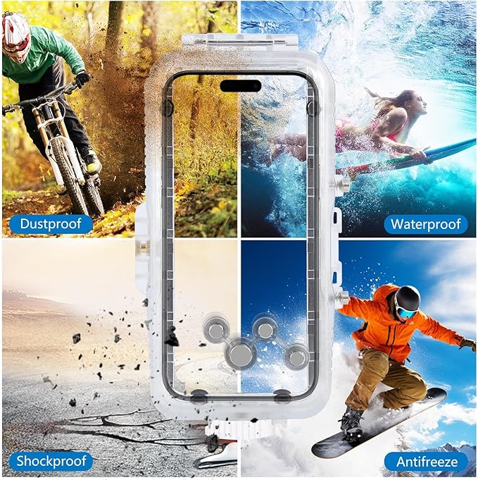 Waterproof Smartphone Case for iPhone 16 Pro Max Diving Case, Snorkeling Photography Cellphone Cover 130FT/40M Operated Underwater Photo Video Housing