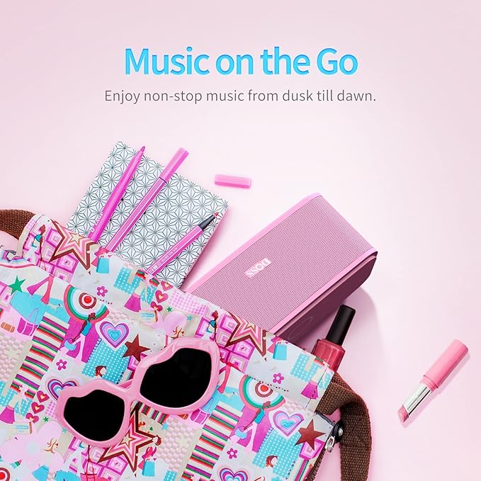 DOSS SoundBox Touch Wireless Bluetooth Speaker with 12W HD Sound and Bass, IPX5 Water-Resistant, 20H Playtime, Handsfree, Portable for Office, Home, Outdoor, Travel-Pink