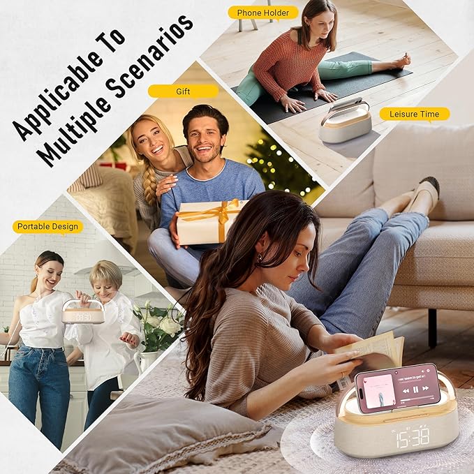 FREEFISH Bluetooth Speaker with Wireless Charge FM Radio 2500mAh Battery, LED Night Light Suitable for Home,Bedroom,Office