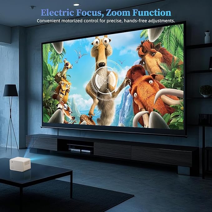 Video Projector with 5G WiFi and Bluetooth 5.1, Native 1080P Home Projector with Speaker, 16000LM Outdoor Movie Projector, Max 200" Compatible with iPhone / Android / TV Stick / Laptop / HDMI / USB