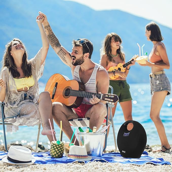 Pyle Mini IPX4 Waterproof Wireless Portable Bluetooth Speaker, with Built in Rechargeable Battery, Wireless Microphone, Clear Surround Sound, for Indoor and Outdoor Activities