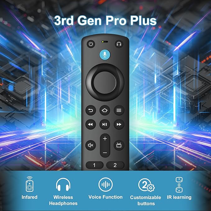 Voice Remote Replacement Compatible with All Fireseries TV Cube/Stick/4K/4K Max/Lite/Stick HD, Smart TVs (3rd Gen), and for All Insignia-Toshiba-Pioneer-Omni QLED Series