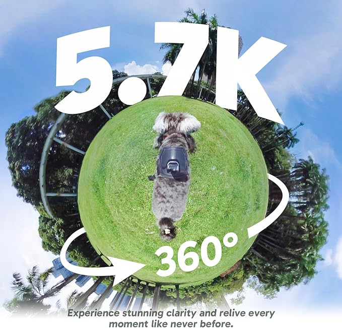 AKASO 360 Weatherproof 360° Action Camera - 5.7K 360 Video with 1/2" 48MP Sensors, 72MP 360 Photo, 360-SuperSmooth, Invisible Selfie Stick Effect, 360° Horizon Lock, AI Tracking with 64GB MicroSD Card