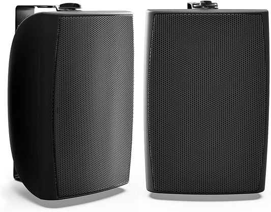 Herdio 8 inch 600W Outdoor Bluetooth Speakers Waterproof Wired with Powerful Bass, TWS Pairing Wall Mount Durable Loud Sound System Suitable for Patio Garden Porch Backyard Home Theater (1 Pair Black)