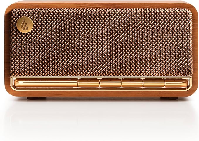 Edifier Retro Wood Bluetooth Speaker,Wireless Portable Speakers with 20W Stereo Sound,Vintage Decor Speaker with AUX,USB Soundcard,Micro SD Brown