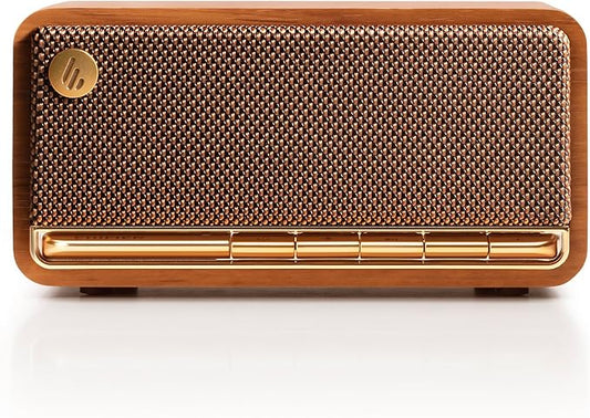 Edifier Retro Wood Bluetooth Speaker,Wireless Portable Speakers with 20W Stereo Sound,Vintage Decor Speaker with AUX,USB Soundcard,Micro SD Brown