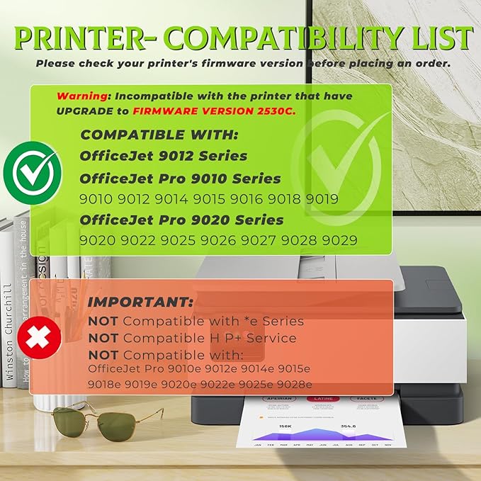 962XL Ink Cartridges Combo Pack OfficeJet Pro 9010 9015 9020 9018 Compatible with HP 962 XL Ink Cartridges HP962XL/962 HP962XL HP962 Printer Ink for OfficeJet Pro 9015 9010 9020 9018 9025 9012 9022
