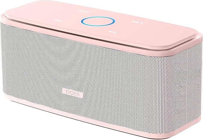 DOSS SoundBox Touch Wireless Bluetooth Speaker with 12W HD Sound and Bass, IPX5 Water-Resistant, 20H Playtime, Handsfree, Portable for Office, Home, Outdoor, Travel- Light Pink