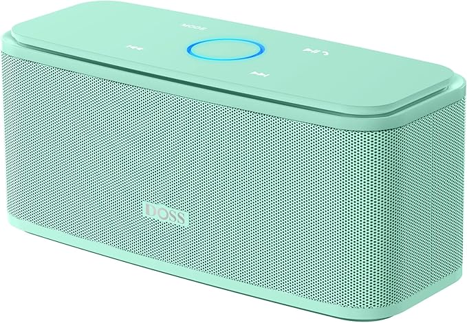 DOSS SoundBox Touch Wireless Bluetooth Speaker with 12W HD Sound and Bass, IPX5 Water-Resistant, 20H Playtime, Handsfree, Portable for Office, Home, Outdoor, Travel-Green
