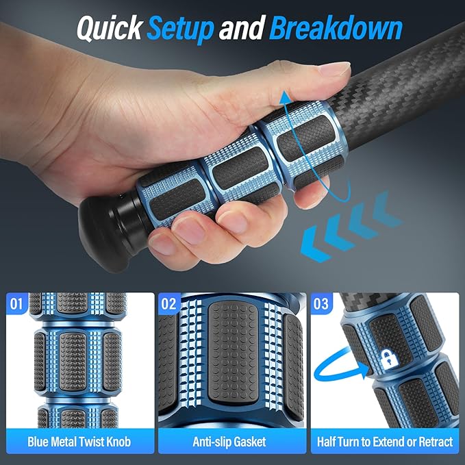 SIRUI AM-324 Professional Camera Tripod, 57” Compact Carbon Fiber Tripod for Mirrorless Camera, DSLR, 4-Section with Max Tube Dia 32mm, Load Up to 39.8lbs/18kg