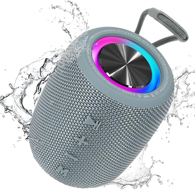 Portable Bluetooth Speaker, BT5.3 Wireless Speaker 20W Bass Diaphragms with Multi LED Light Dynamic Modes, IPX6 Waterproof 16H Playtime supports FM Mode, TF, USB for Home, Cycling, Outdoor, Beach