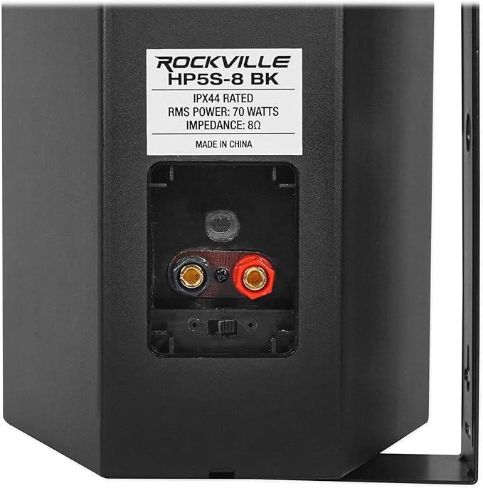 Rockville HP5S-8 BK (2) 420W 5.25" Outdoor/Indoor Wall Mount Speakers, 8-Ohm, Weather Resistant, Swivel Brackets, Paintable Grill, Perfect for Patios and Home Theater