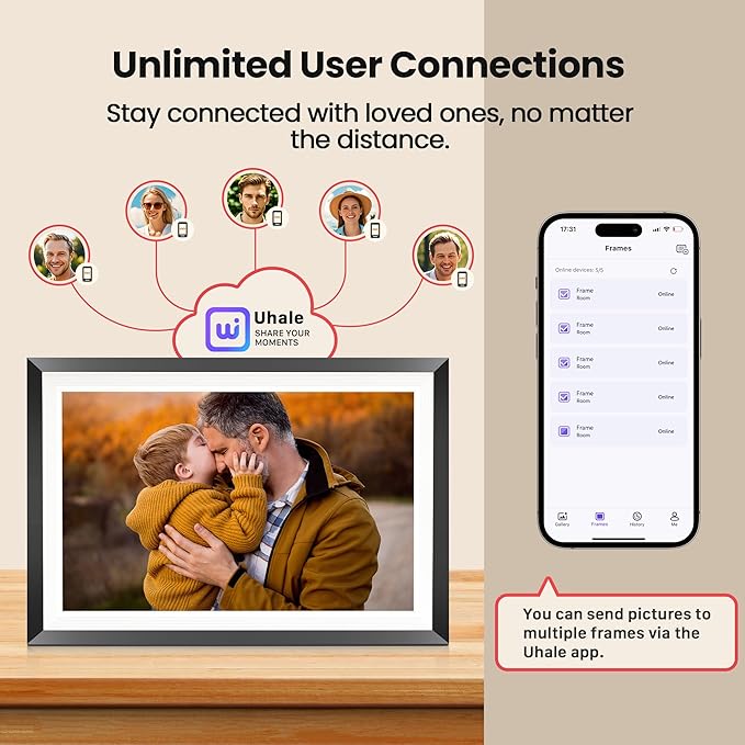 RCA 10.1" WiFi Digital Picture Frame, Electronic Photo Frames 32GB Storage, HD IPS Touch Screen WiFi Frame/Auto Rotate/Wall Mounted, Easy Setup in Uhale App to Share Photo/Video Anytime | (2 Pack)