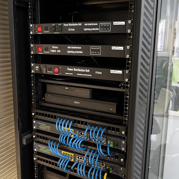 1U PDU Network Servers Surge Protector Power Distribution Unit 12-Outlet, 120V 20A, 3600 Joules 10KA,19″ Rack Mount Power Strip,Heavy-Duty 12AWG 16 ft Cord,w/AC Filter, ETL Listed, by ThePoEstore