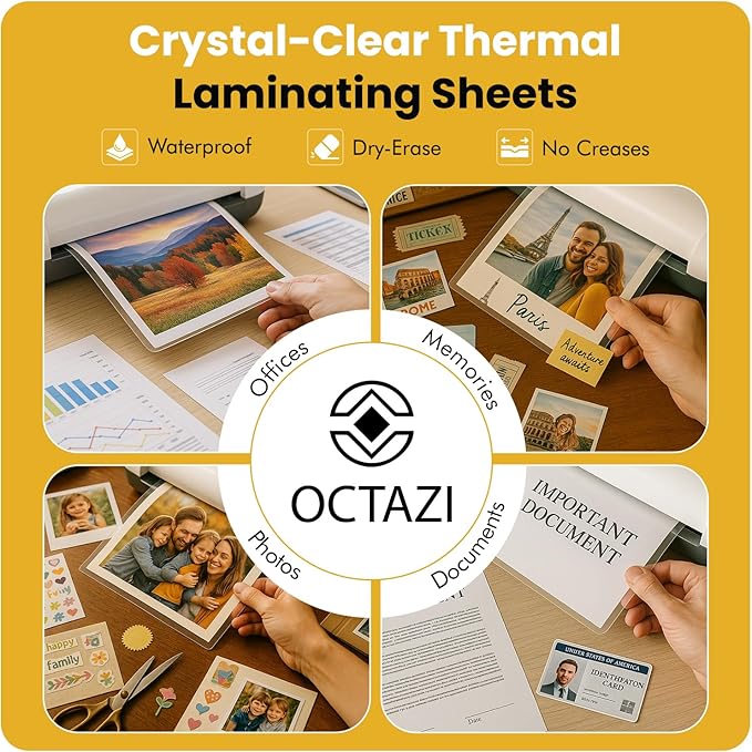 Thermal Laminating Pouches 3MIL – 200 Pack, 9 x 11.5 Inches – Glossy, Photo-Safe, Waterproof, Compatible with All Thermal Laminators – Letter Size Sheets for Documents, Photos, Menus & More.