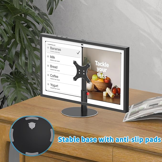 Almoz Sturdy Stand Compatible with Echo Show 21, Show 15 (All Generations) with Adjustable Tilt, 4 Height Levels, Flexible Viewing and Solid Support for Show 15 2nd Gen (Basic-Black)