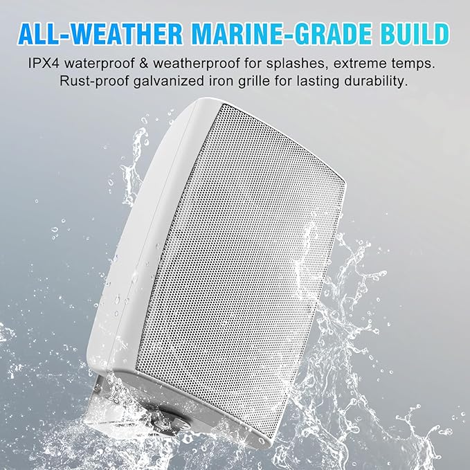 STUDIOFINIX 6.5 Inch 400W Outdoor Speakers Wired Waterproof Passive with Powerful Bass, Wall Mount Speakers for Patio Garden Poolside Home(Pair,Black) (White, 8)