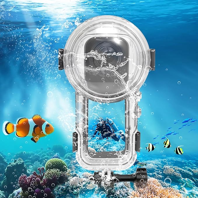 60M/196FT Invisible Diving Case for Insta360 X5 Underwater Waterproof Case Housing Shell for Insta 360 x5 Action Camera Protective Cover Accessories for Diving Surfing Swimming Skiing