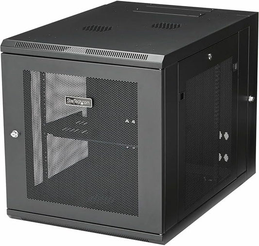 StarTech.com 4-Post 12U Wall Mount Network Cabinet w/ 1U Shelf, 19" Wall-Mounted Server Rack Kit for IT / Data Computer Equipment, Ships Fully Assembled