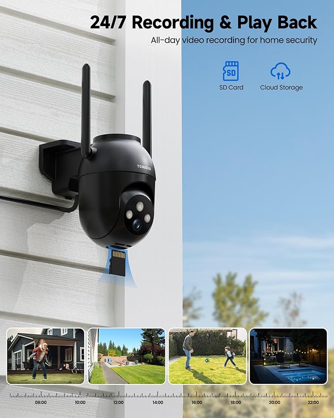 3MP Security Camera Outdoor Wired: Camera for Home Security Outdoor 2.4G/5G WiFi Homekit Dome Surveillance Video Cam Outside 360° PTZ Auto Tracking Color Night Vision 24/7 Recording Motion Detection