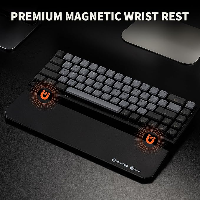 Hexgears X1 Pro Wireless Mechanica Keyboard, Hot-swappable Linear Switch Gaming Keyboard Bluetooth/2.4G/USB-C Mini Compact with Wrist Rest - Blakc/Gray