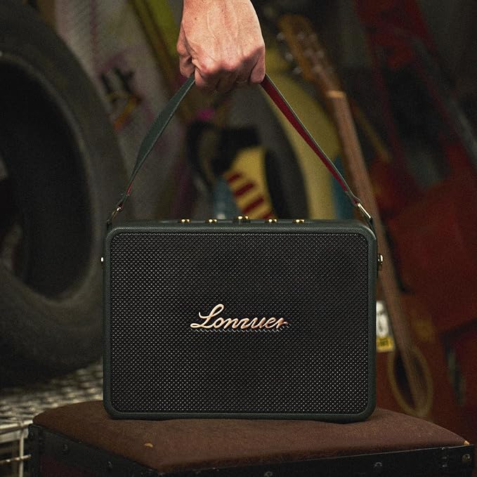 18000mAh Rechargeable 120W Loud Bass Retro Portable Karaoke Machine Bluetooth Speaker with 2 Wireless Microphones AUX Guitar Input for Adults (Green)