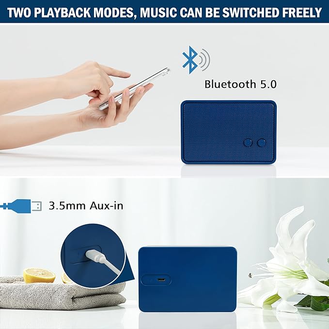 Bluetooth Speaker, Loud Small Portable Wireless Speaker with 5W HD Sound, Bluetooth V5.0, 12H Long Playtime, Outdoor Speaker for Home, Office, Party, Gift for Friend, Blue